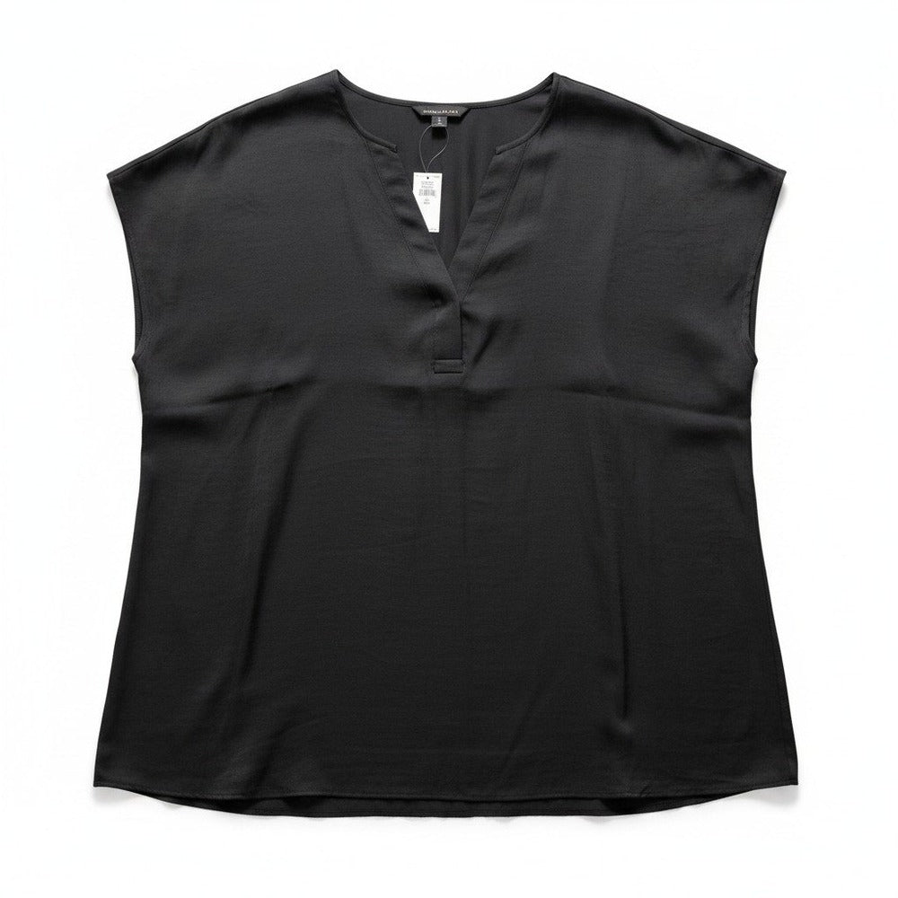 Banana Republic XL Womens Black V-Neck Blouse Minimalist Professional Casual