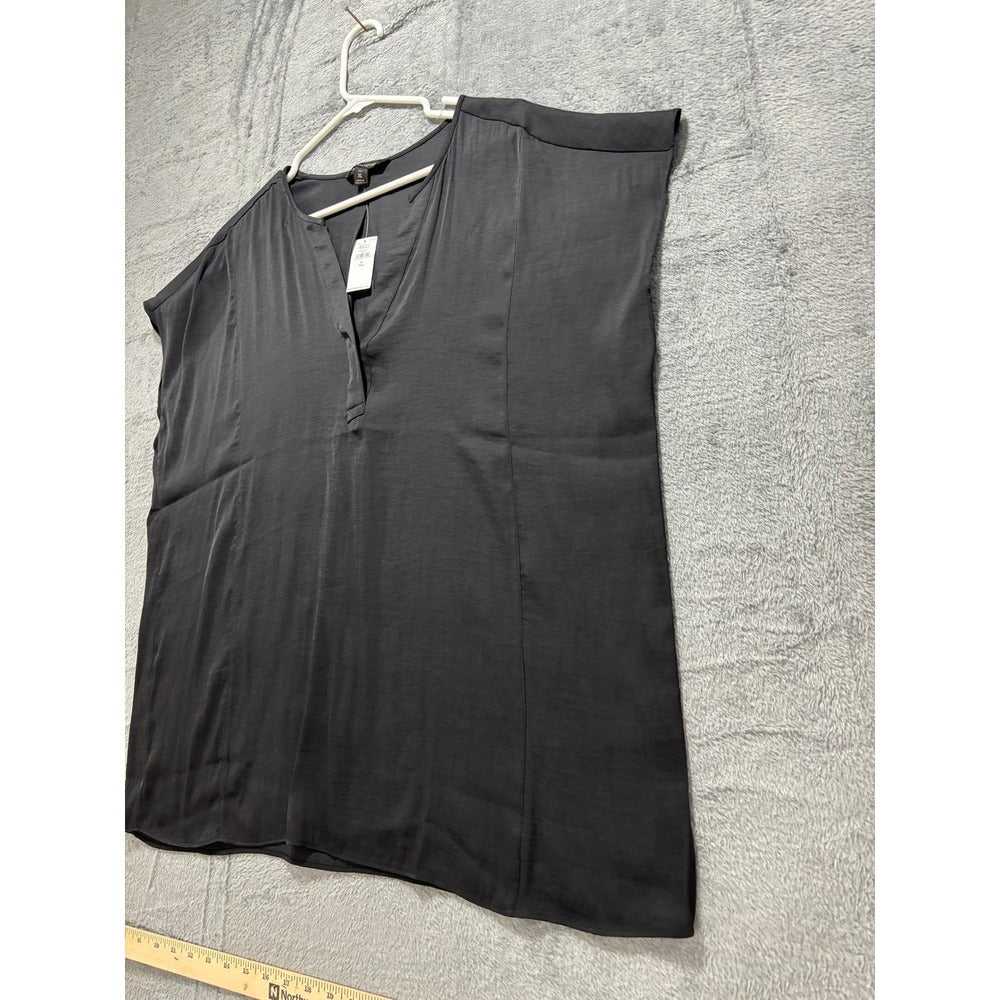 Banana Republic XL Womens Black V-Neck Blouse Minimalist Professional Casual