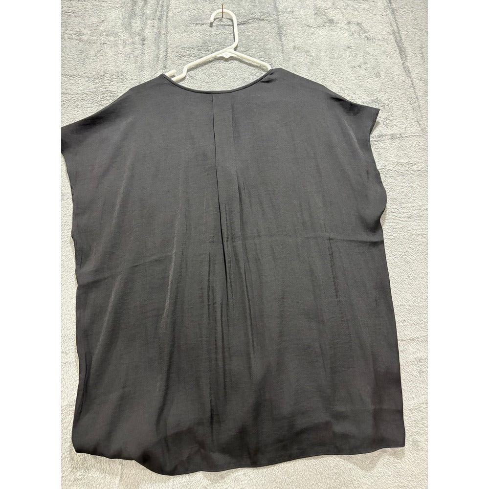 Banana Republic XL Womens Black V-Neck Blouse Minimalist Professional Casual