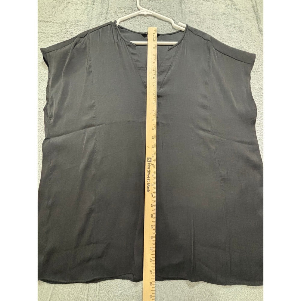 Banana Republic XL Womens Black V-Neck Blouse Minimalist Professional Casual