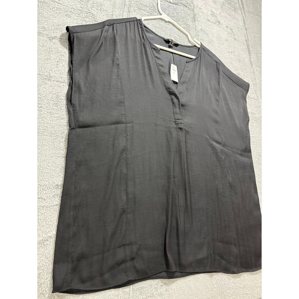 Banana Republic XL Womens Black V-Neck Blouse Minimalist Professional Casual