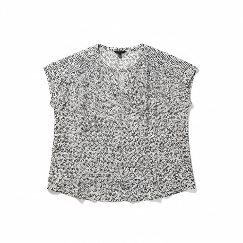 Banana Republic XL Womens White Black Geometric Blouse Casual Preppy NWT