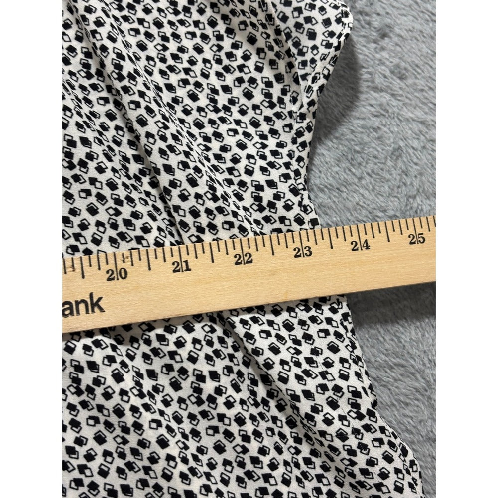 Banana Republic XL Womens White Black Geometric Blouse Casual Preppy NWT
