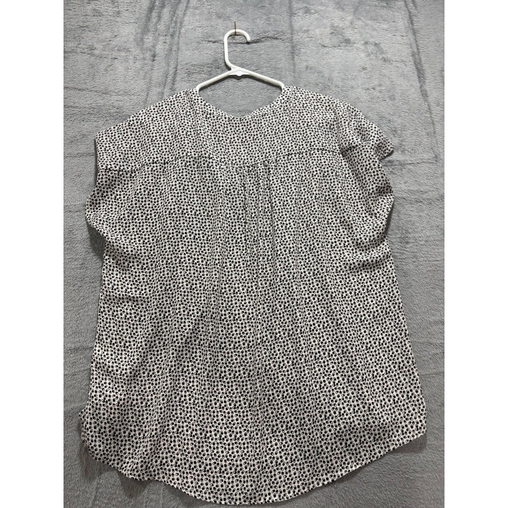 Banana Republic XL Womens White Black Geometric Blouse Casual Preppy NWT