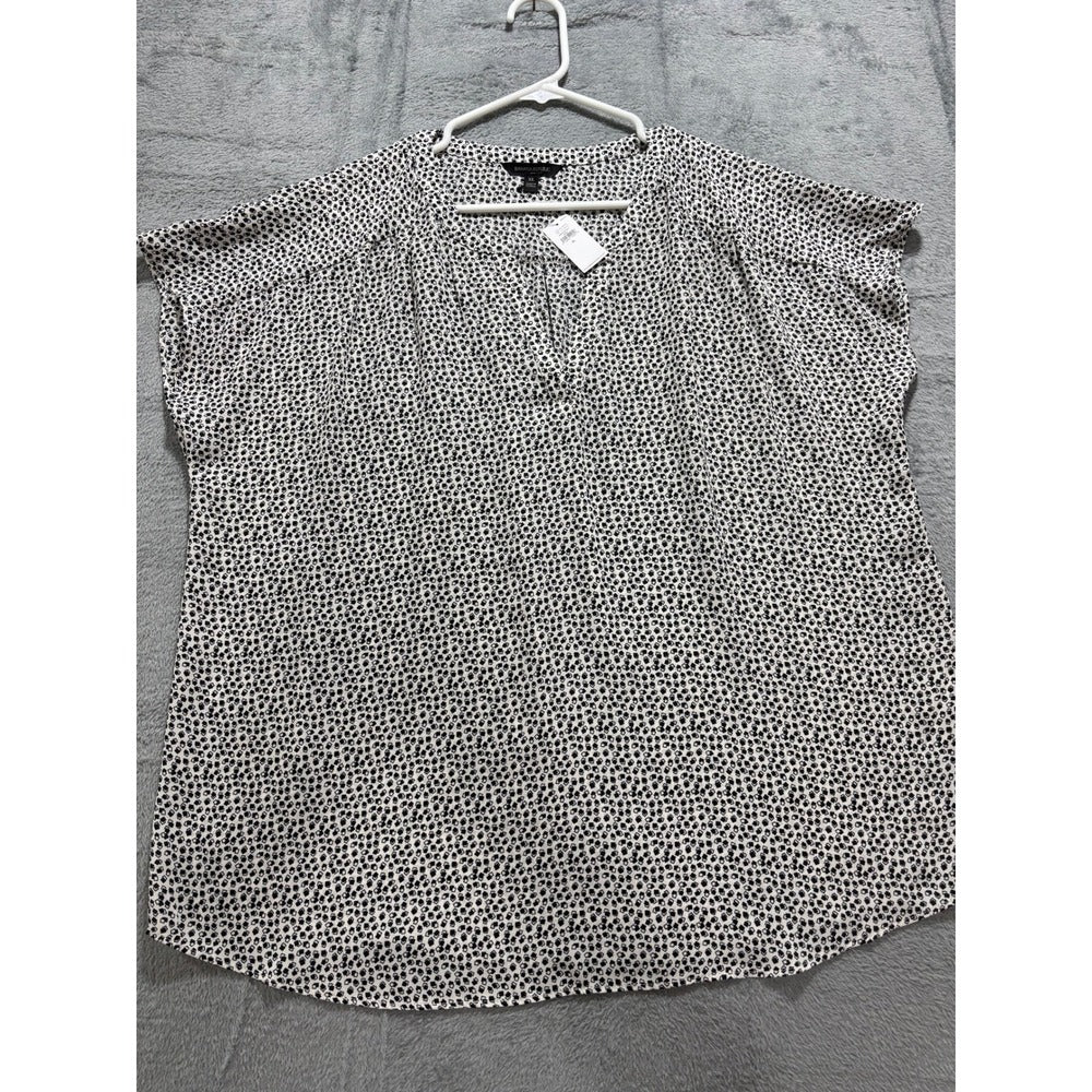Banana Republic XL Womens White Black Geometric Blouse Casual Preppy NWT