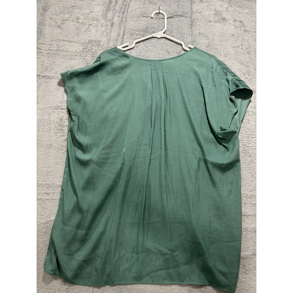 Banana Republic XL Womens Green V-Neck Short Sleeve Blouse Casual Boho
