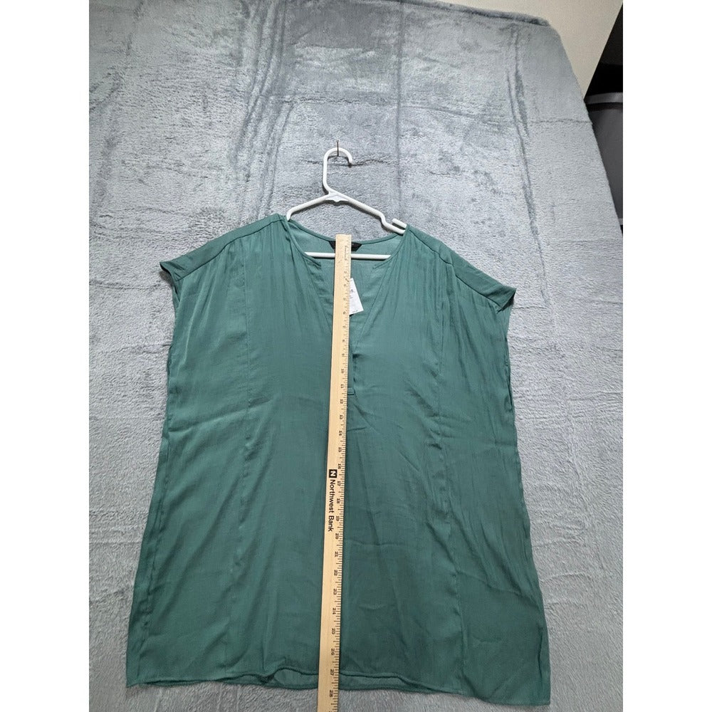 Banana Republic XL Womens Green V-Neck Short Sleeve Blouse Casual Boho