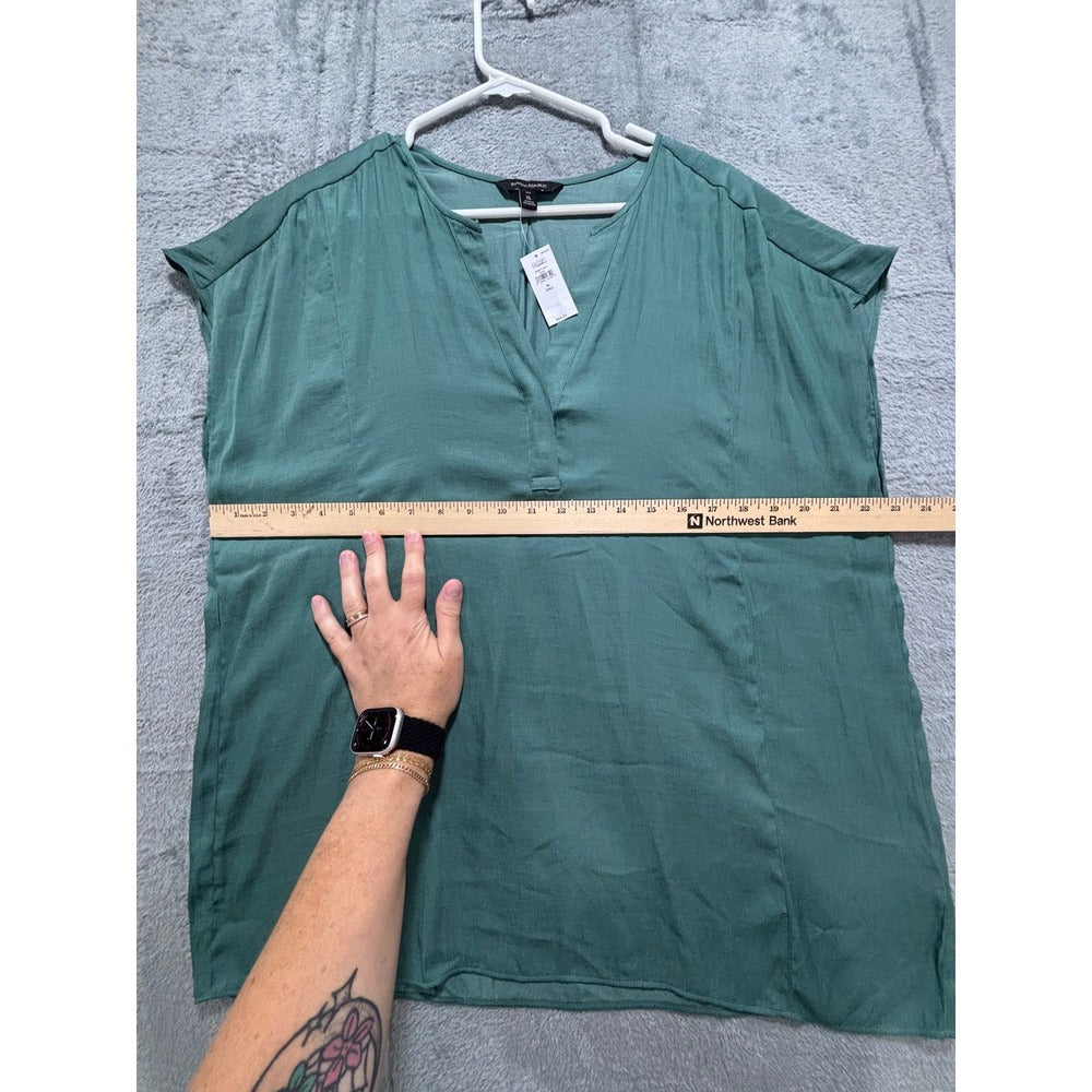 Banana Republic XL Womens Green V-Neck Short Sleeve Blouse Casual Boho