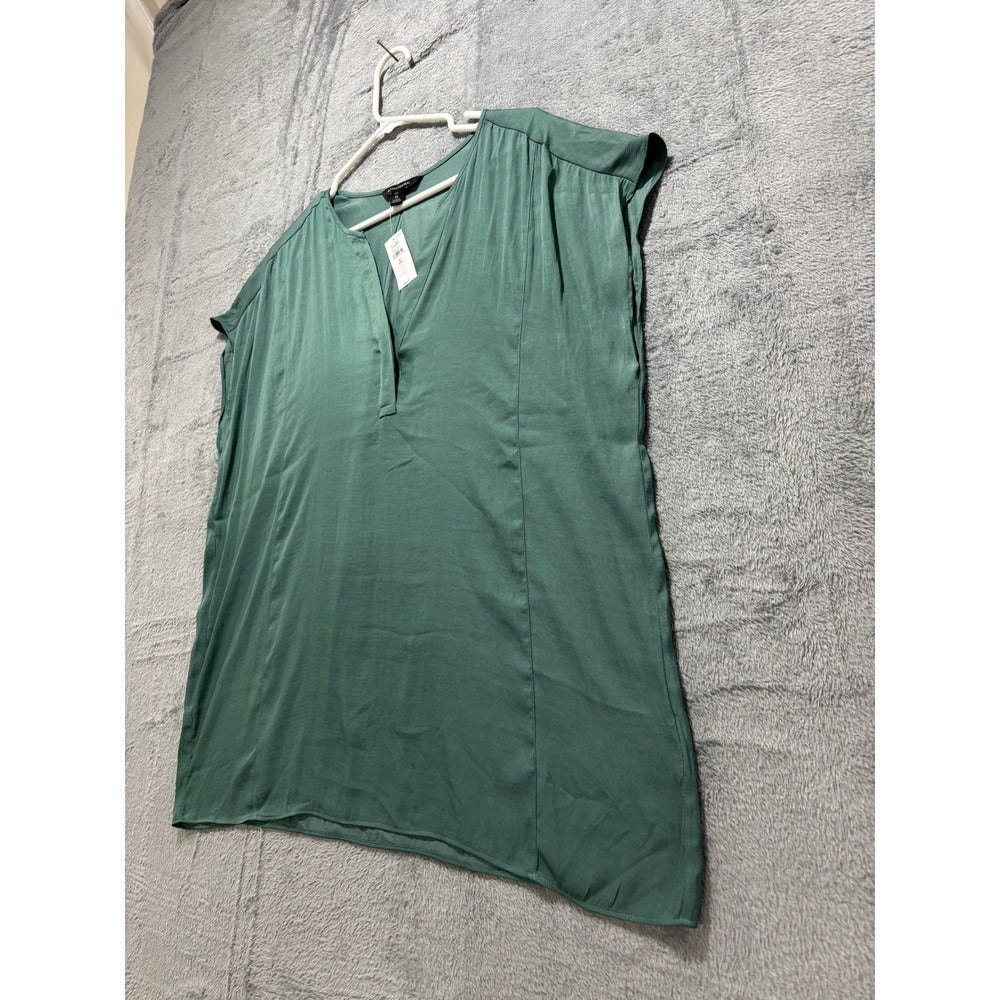Banana Republic XL Womens Green V-Neck Short Sleeve Blouse Casual Boho