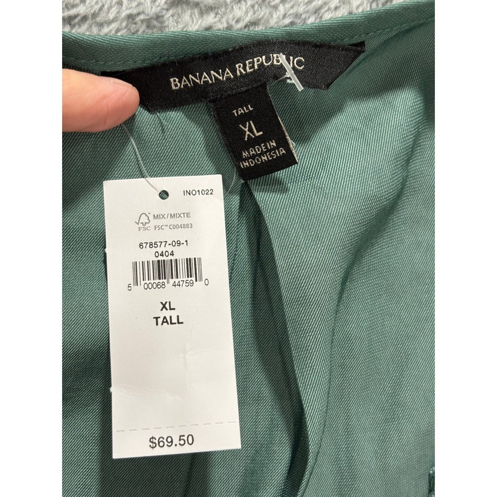 Banana Republic XL Womens Green V-Neck Short Sleeve Blouse Casual Boho