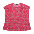 Banana Republic XL Womens Pink Floral V-Neck Blouse Boho Casual Short Sleeve