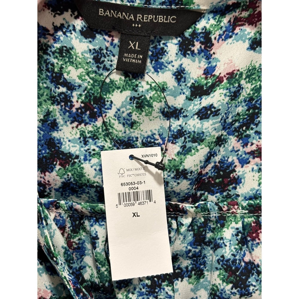 Banana Republic XL Womens Multicolor V-Neck Blouse Boho Casual NWT