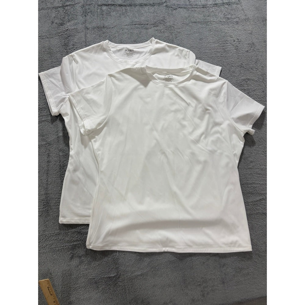 PUMIEY 2XL White T-Shirt 2 Pack Womens Short Sleeve Athleisure Minimalist Casual