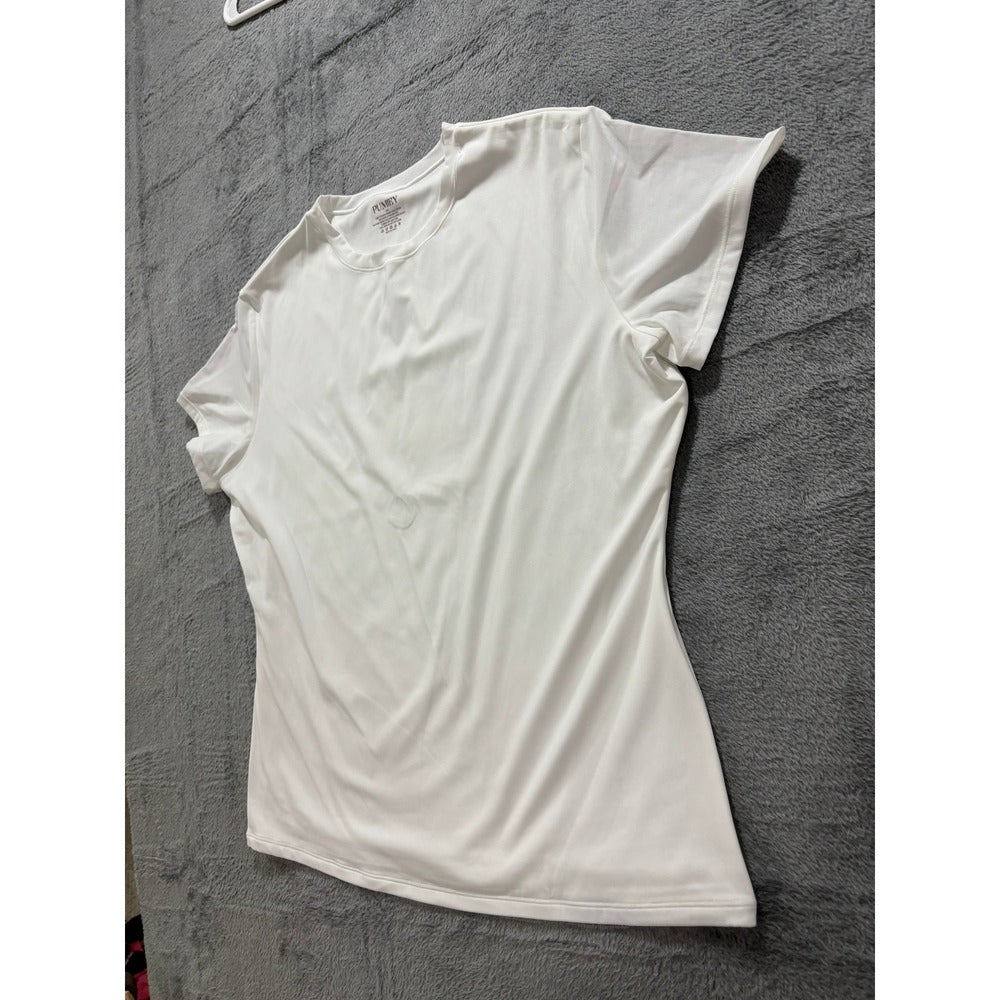 PUMIEY 2XL White T-Shirt 2 Pack Womens Short Sleeve Athleisure Minimalist Casual
