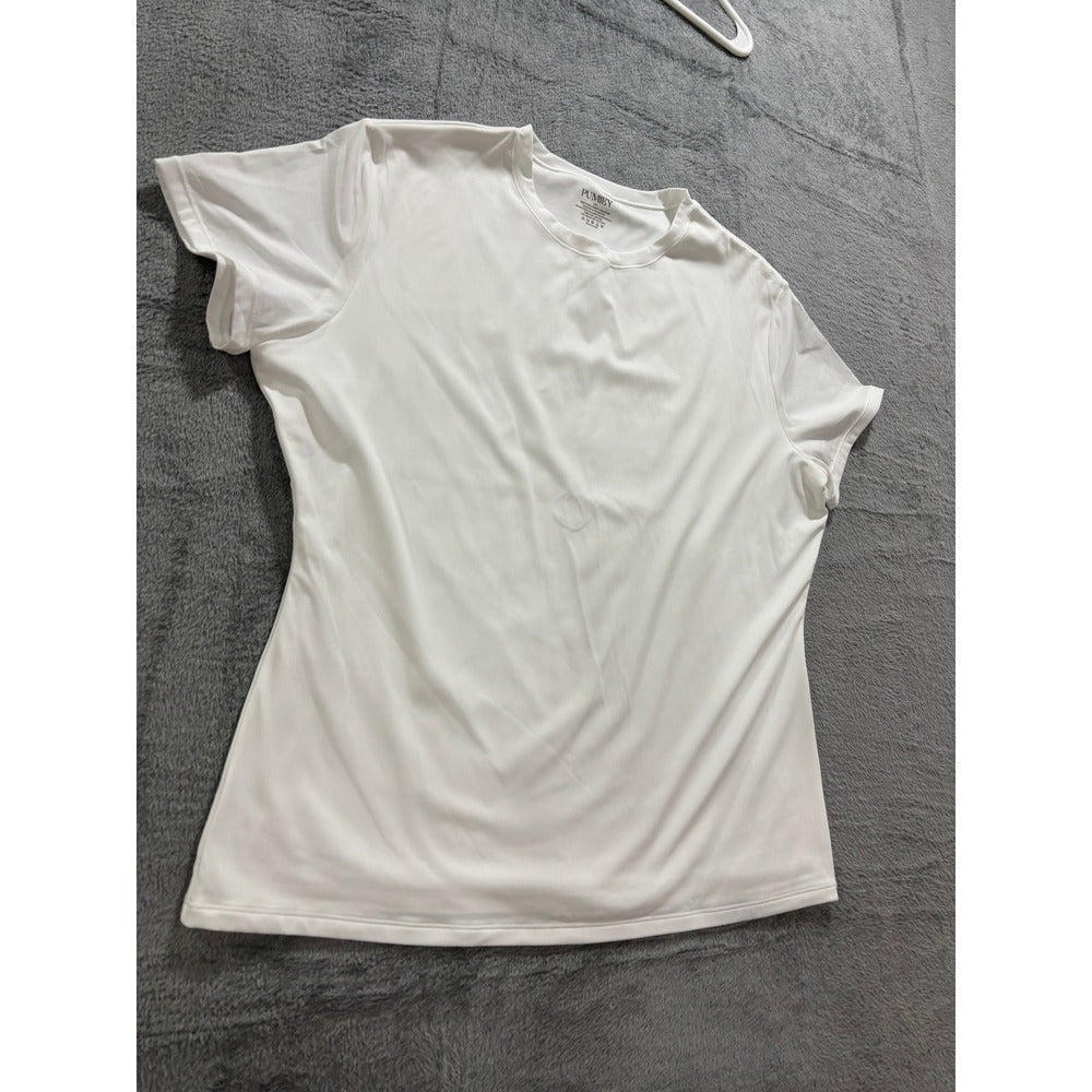 PUMIEY 2XL White T-Shirt 2 Pack Womens Short Sleeve Athleisure Minimalist Casual