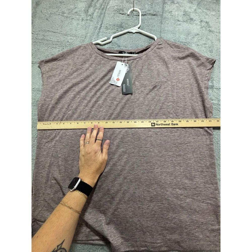 MIROL XXL Womens Mauve Pink Heather Short Sleeve Pocket Tee Casual Boho NEW