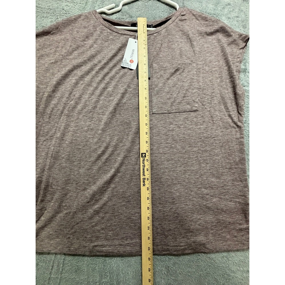 MIROL XXL Womens Mauve Pink Heather Short Sleeve Pocket Tee Casual Boho NEW