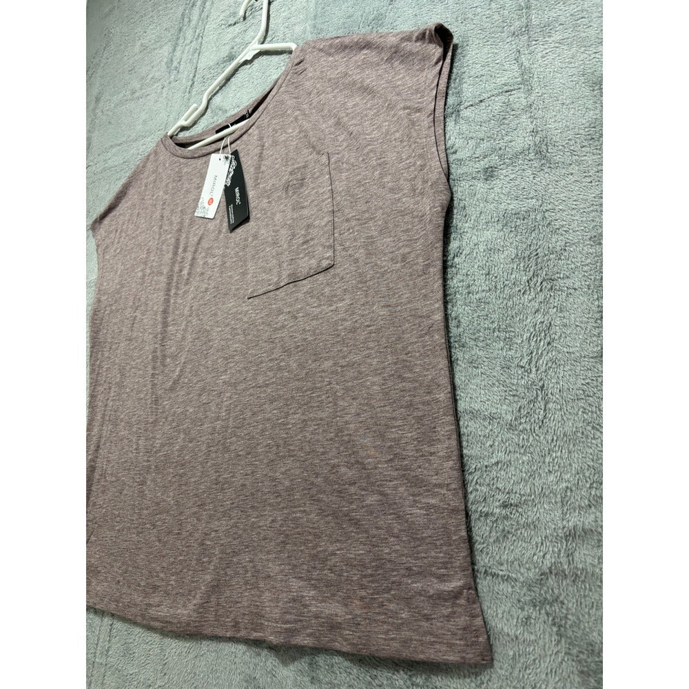 MIROL XXL Womens Mauve Pink Heather Short Sleeve Pocket Tee Casual Boho NEW