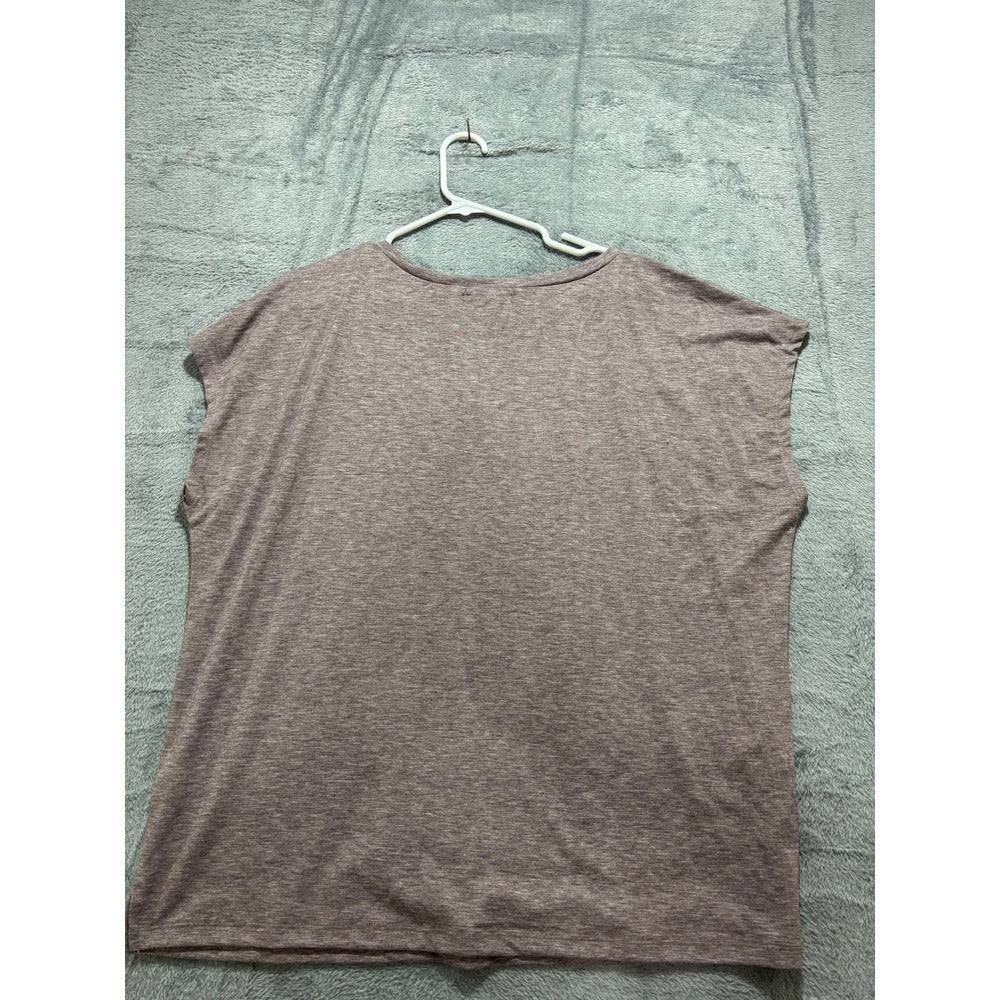 MIROL XXL Womens Mauve Pink Heather Short Sleeve Pocket Tee Casual Boho NEW