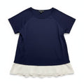 INC Womens 2X Navy Blue Layered Chiffon Hem Knit Top Casual Preppy