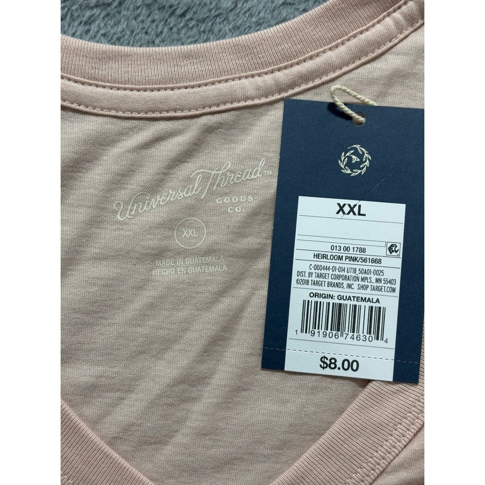 Universal Thread XXL Heirloom Pink Womens V-Neck T-Shirt Casual Boho Cozy