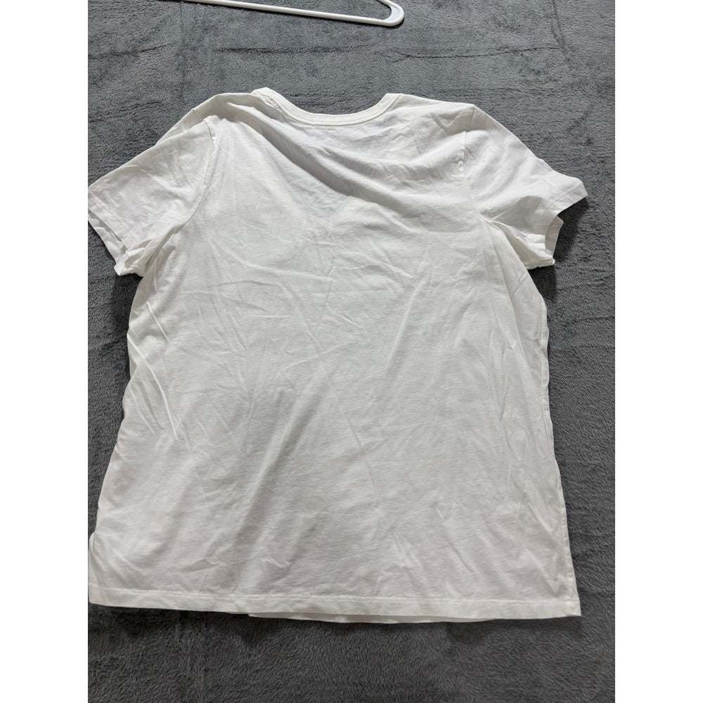 Universal Thread 1X White Womens V-Neck T-Shirt Casual Minimalist Cotton Tee