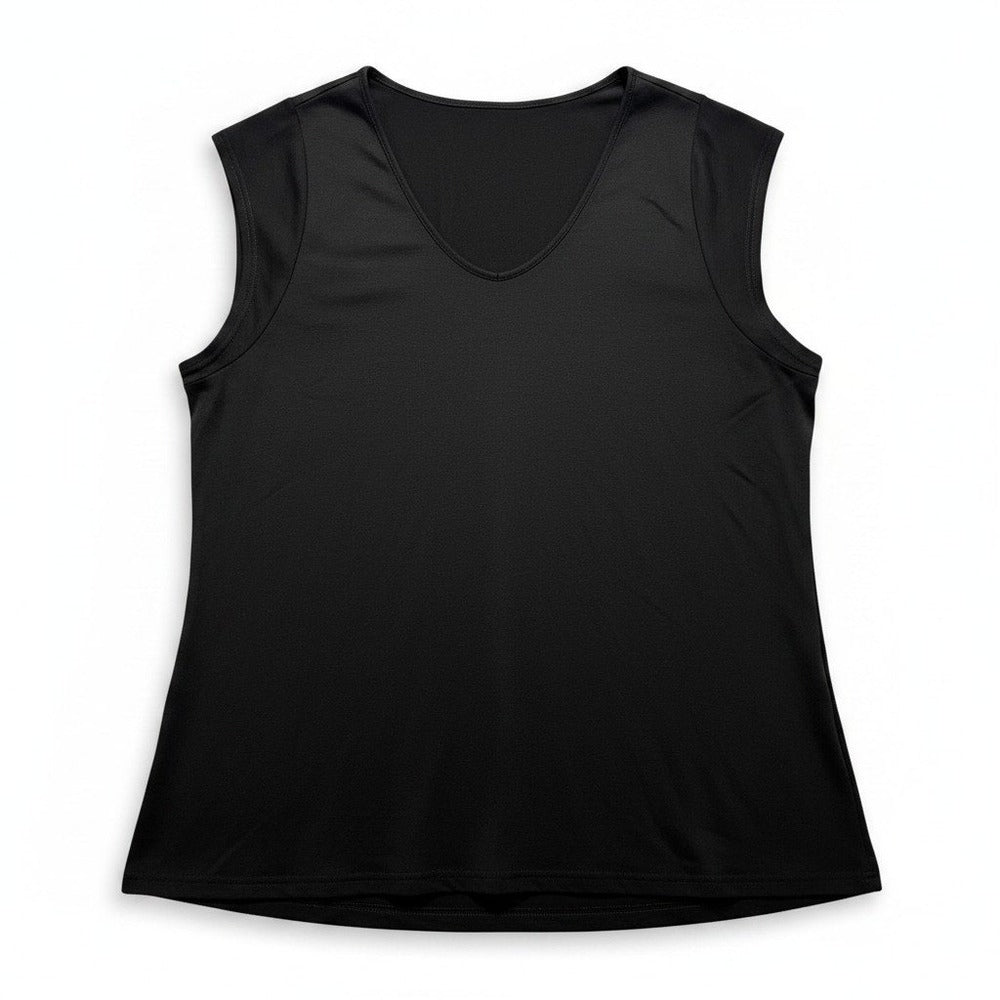 Womens XXL Black V-Neck Sleeveless Tank Top Casual Minimalist Relaxed Fit Basic