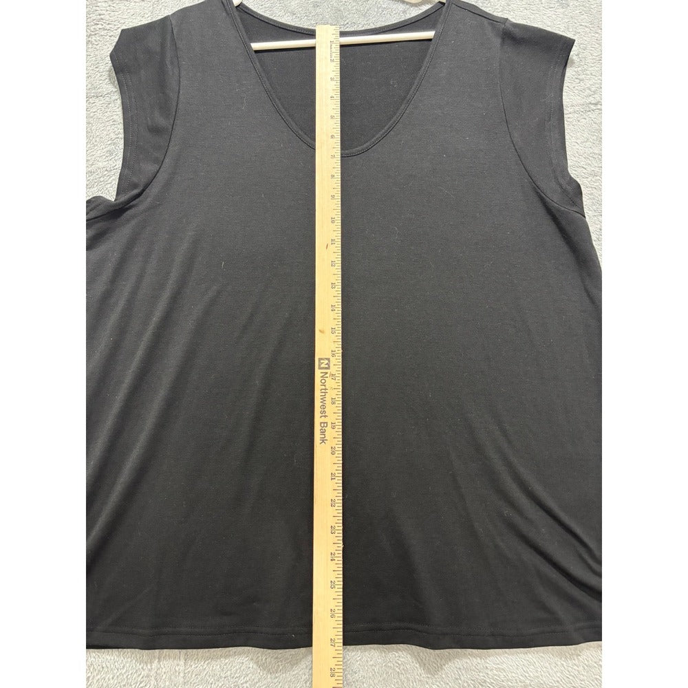 Womens XXL Black V-Neck Sleeveless Tank Top Casual Minimalist Relaxed Fit Basic