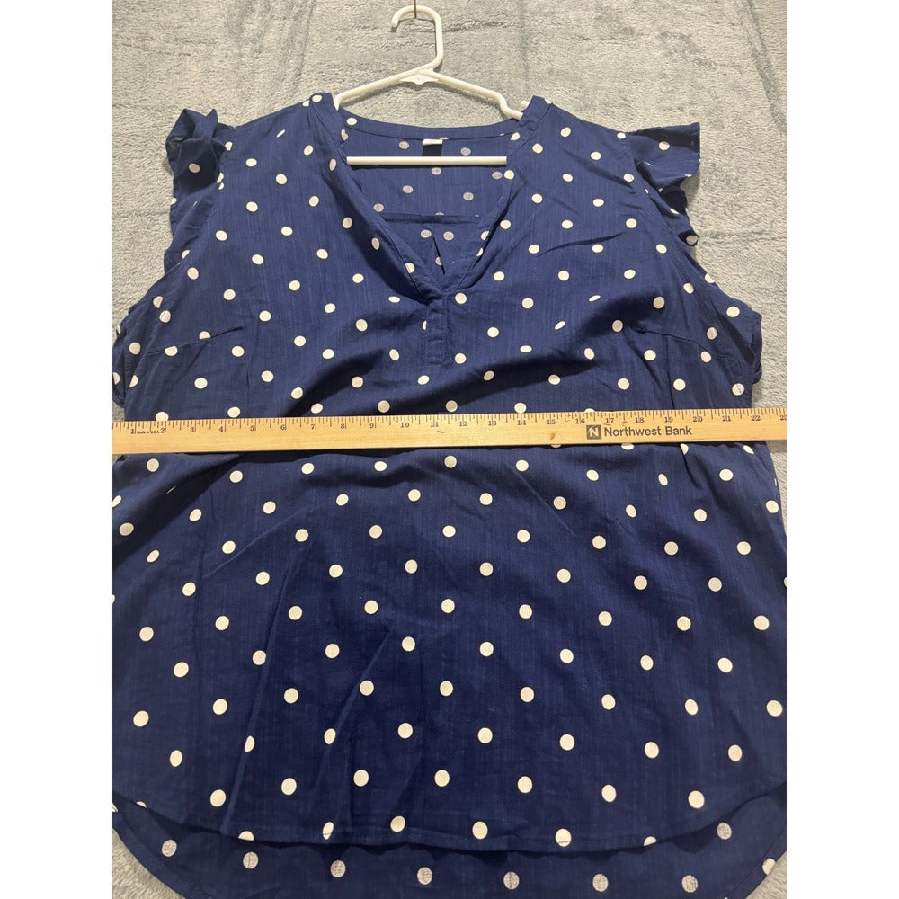 Old Navy XL Navy Blue Polka Dot Ruffle Sleeve Womens Blouse Casual Boho NWT Top