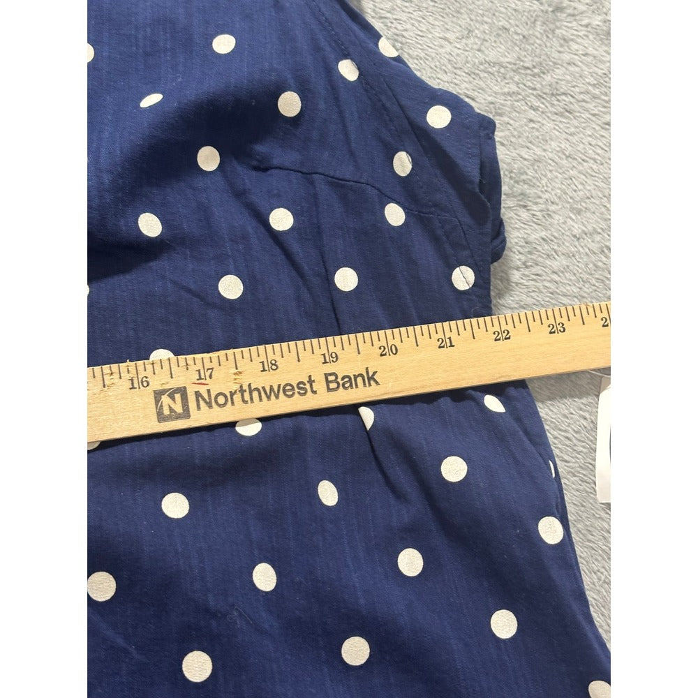 Old Navy XL Navy Blue Polka Dot Ruffle Sleeve Womens Blouse Casual Boho NWT Top