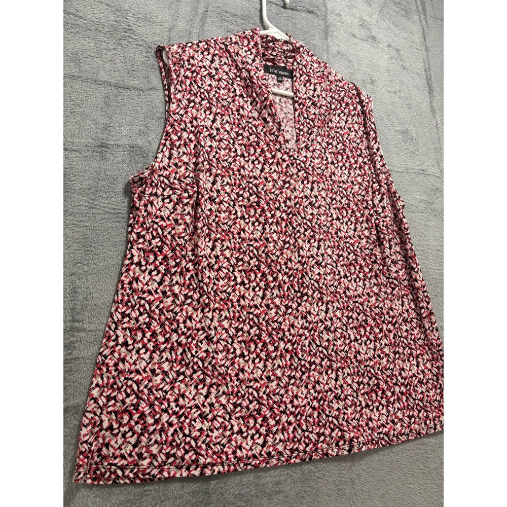 Le Suit Separates 2X Womens Red Black Abstract Sleeveless Blouse Casual Vintage