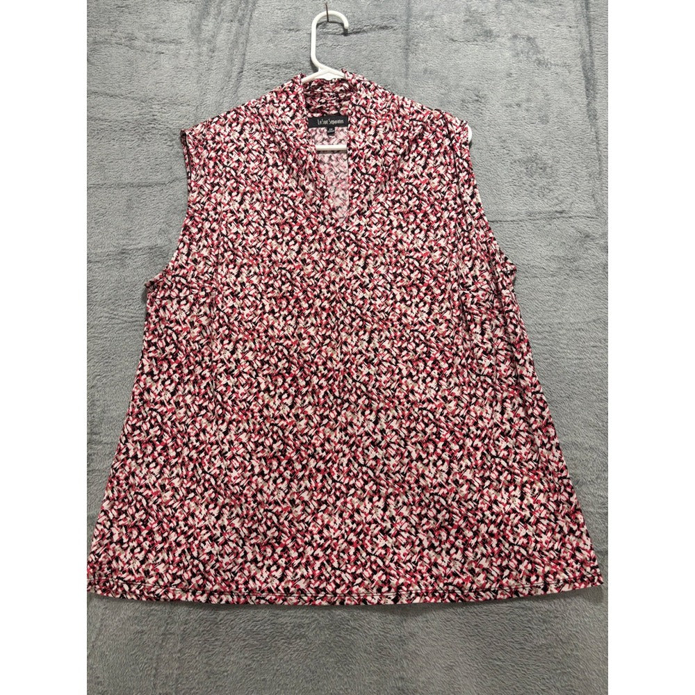 Le Suit Separates 2X Womens Red Black Abstract Sleeveless Blouse Casual Vintage