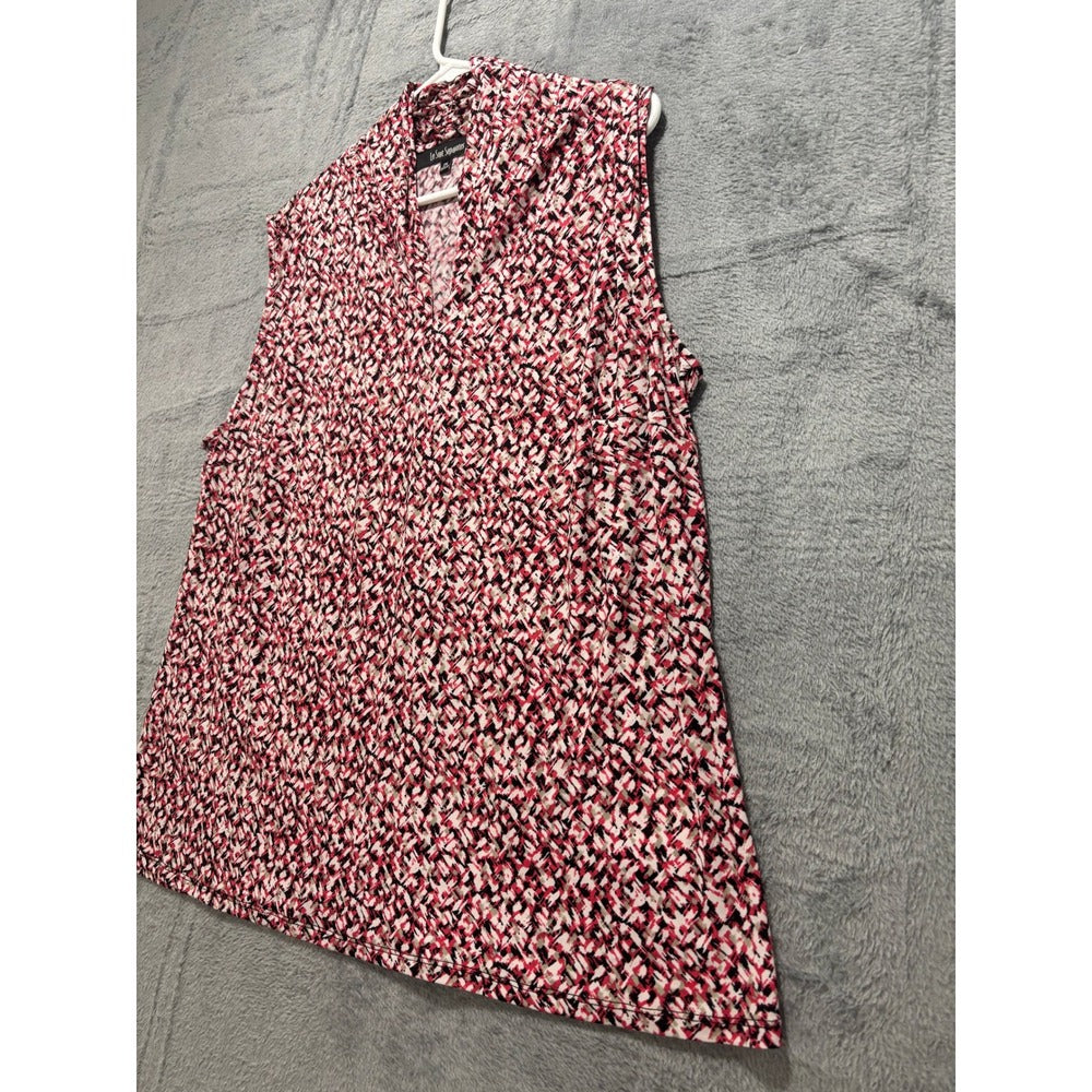 Le Suit Separates 2X Womens Red Black Abstract Sleeveless Blouse Casual Vintage