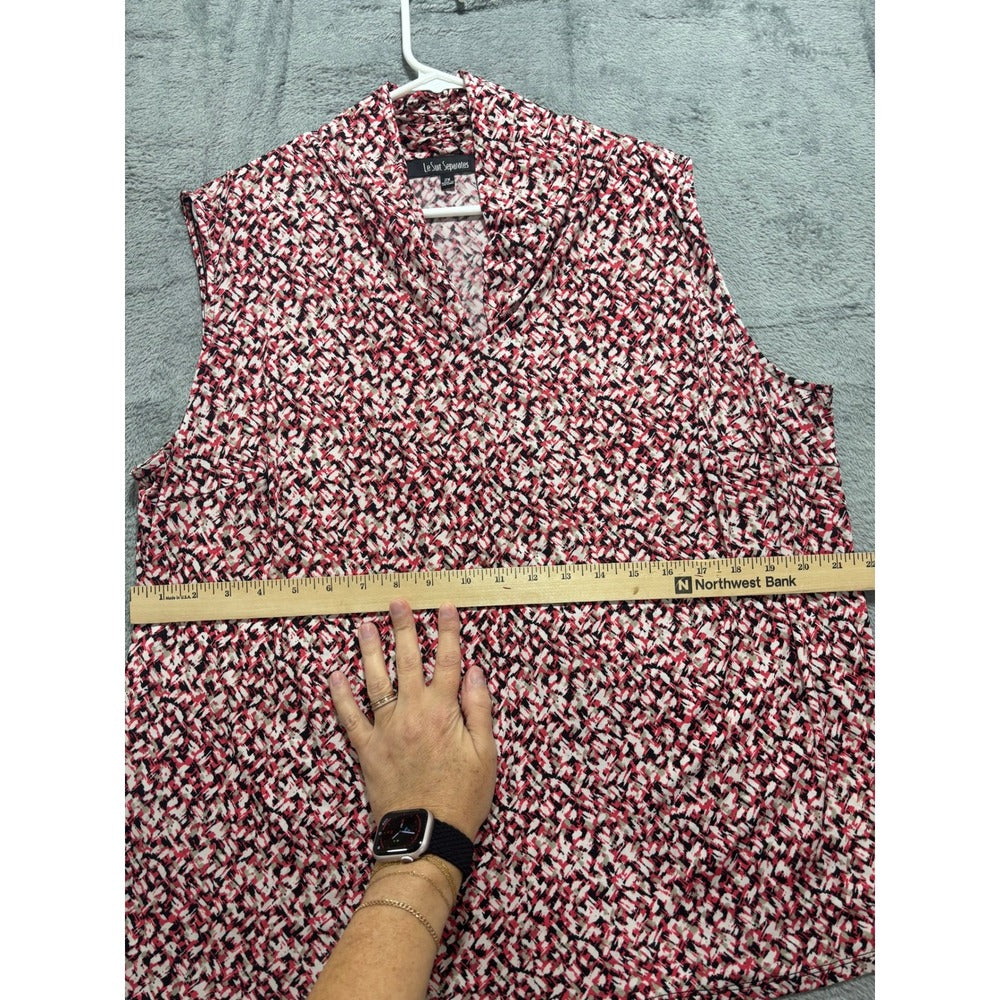 Le Suit Separates 2X Womens Red Black Abstract Sleeveless Blouse Casual Vintage