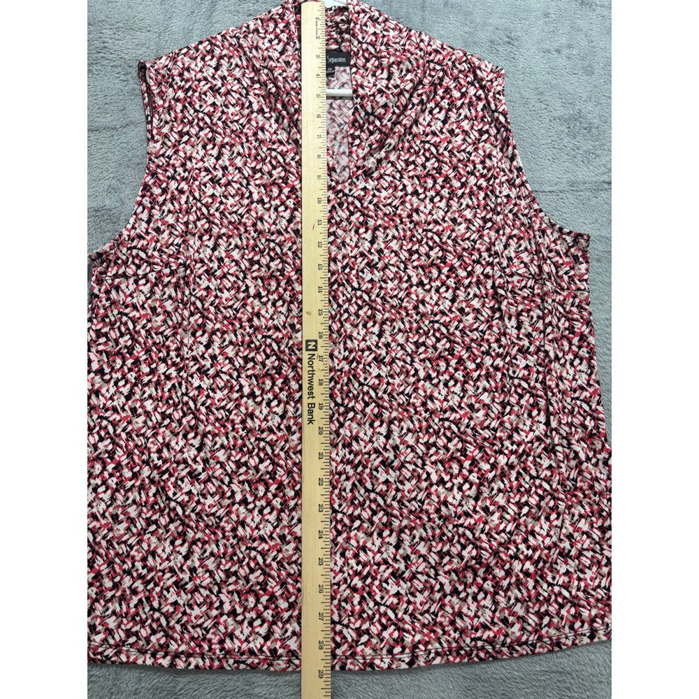 Le Suit Separates 2X Womens Red Black Abstract Sleeveless Blouse Casual Vintage