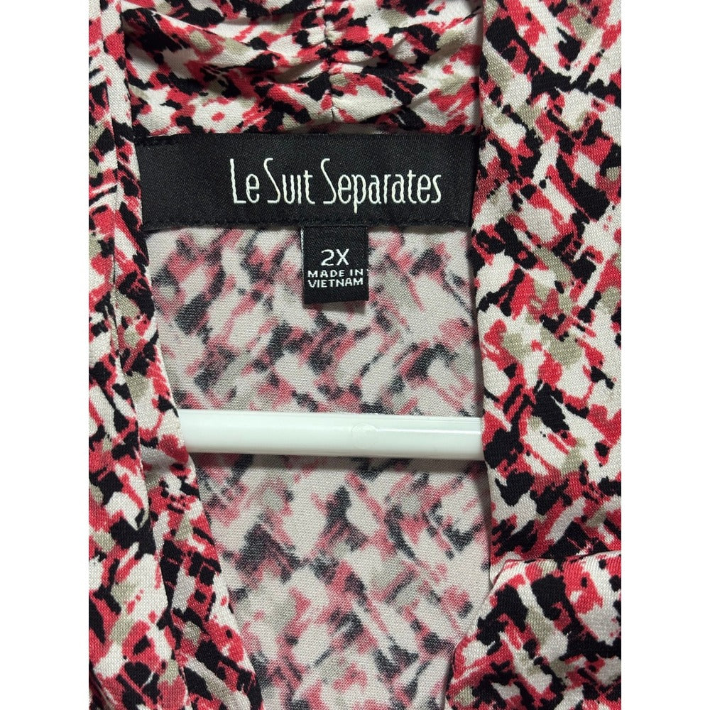 Le Suit Separates 2X Womens Red Black Abstract Sleeveless Blouse Casual Vintage