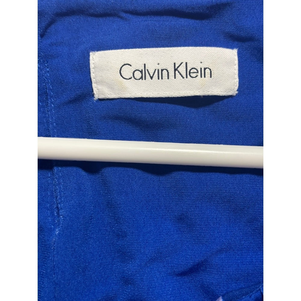 Calvin Klein XL Womens Blue Geometric Ombre Sleeveless Pleated Blouse Casual Top