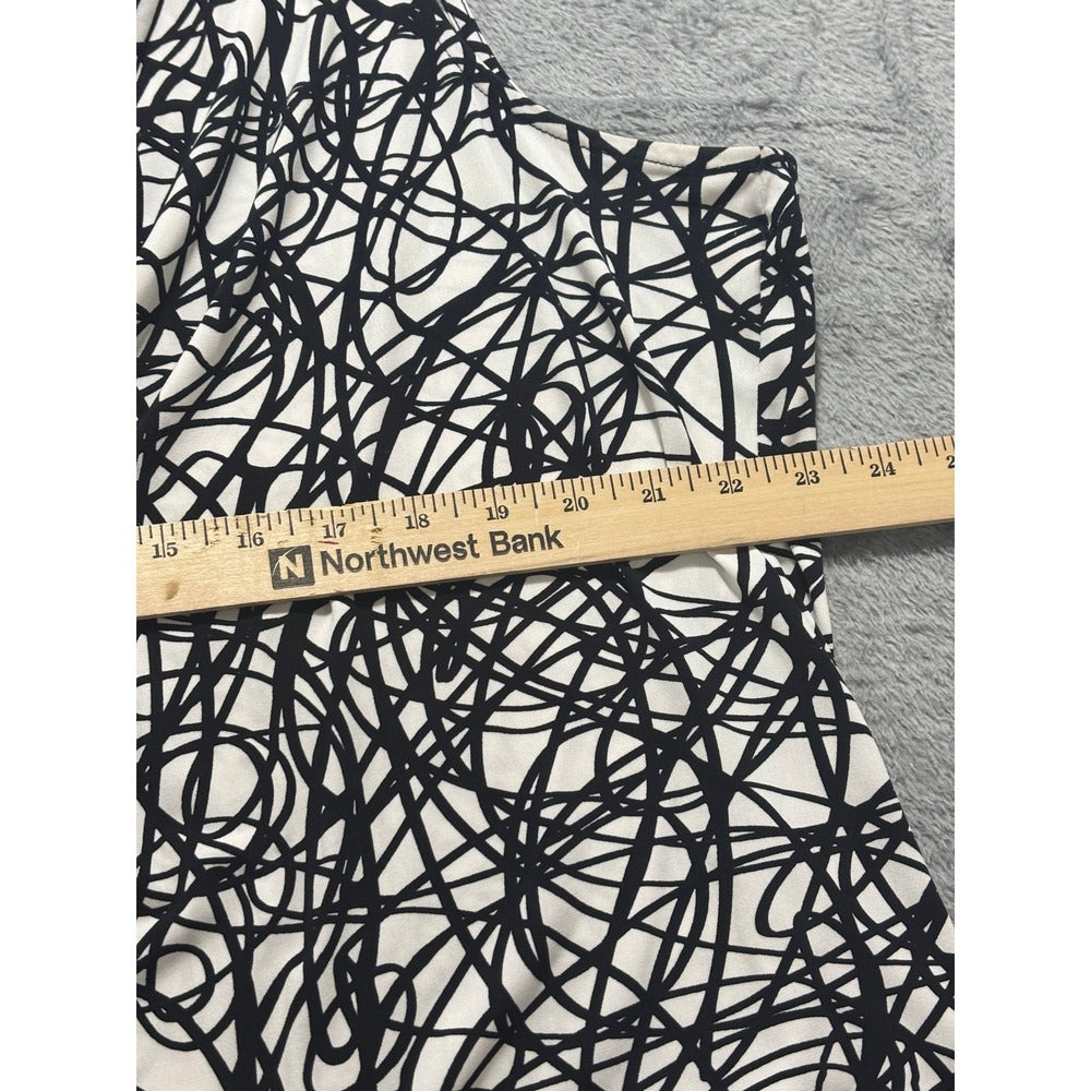 Calvin Klein 2X White Black Abstract Sleeveless Cowl Neck Womens Tank Top Casual
