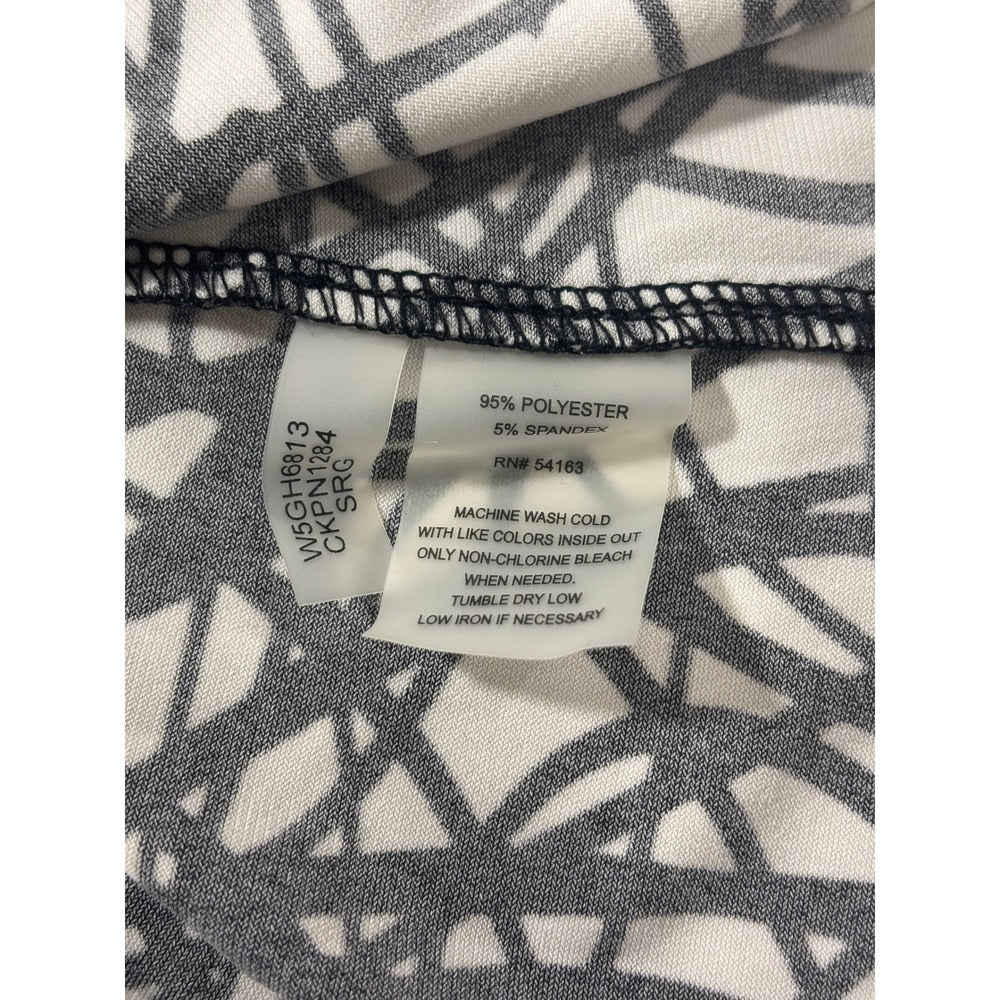 Calvin Klein 2X White Black Abstract Sleeveless Cowl Neck Womens Tank Top Casual