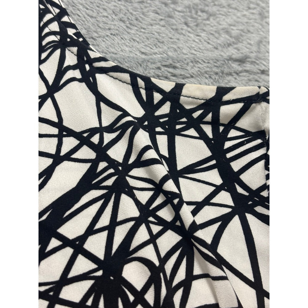 Calvin Klein 2X White Black Abstract Sleeveless Cowl Neck Womens Tank Top Casual