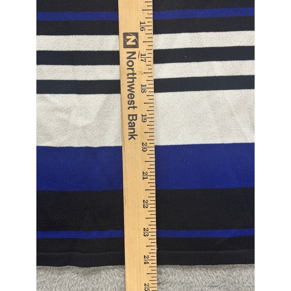 Tahari Arthur S. Levine 16W Black Blue Stripe Knit Tank Top Womens Casual Preppy