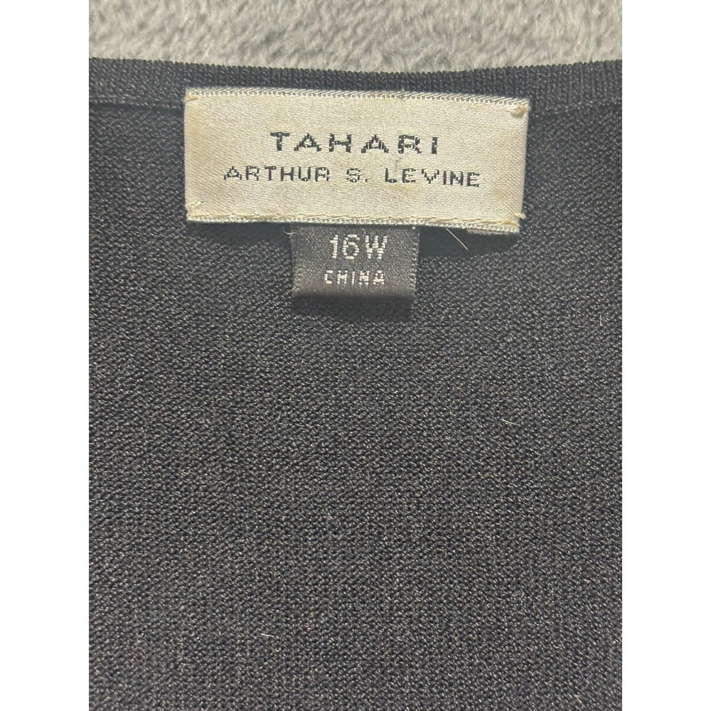 Tahari Arthur S. Levine 16W Black Blue Stripe Knit Tank Top Womens Casual Preppy