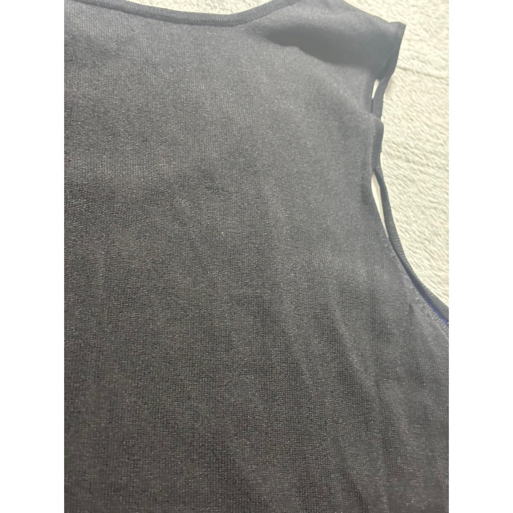 Tahari Arthur S. Levine 16W Black Blue Stripe Knit Tank Top Womens Casual Preppy