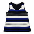 Tahari Arthur S. Levine 16W Black Blue Stripe Knit Tank Top Womens Casual Preppy
