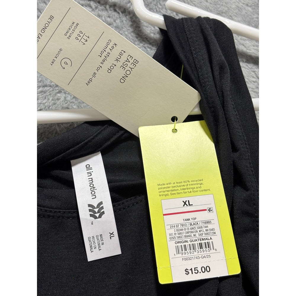 All in Motion XL Black Beyond Ease Tank Top Womens Athleisure Casual Gym Yoga