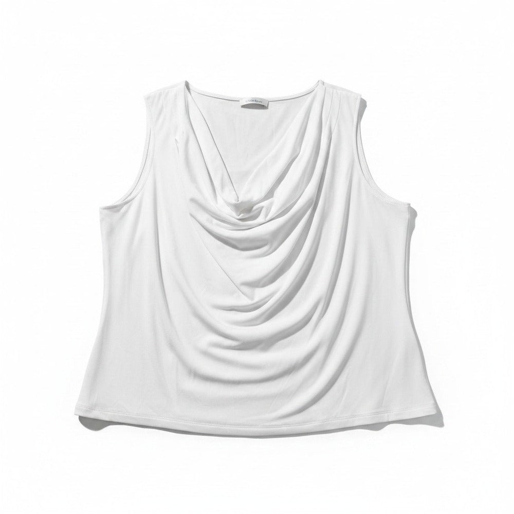 Calvin Klein 2X White Womens Cowl Neck Sleeveless Top Casual Minimalist