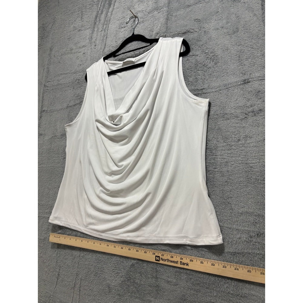 Calvin Klein 2X White Womens Cowl Neck Sleeveless Top Casual Minimalist