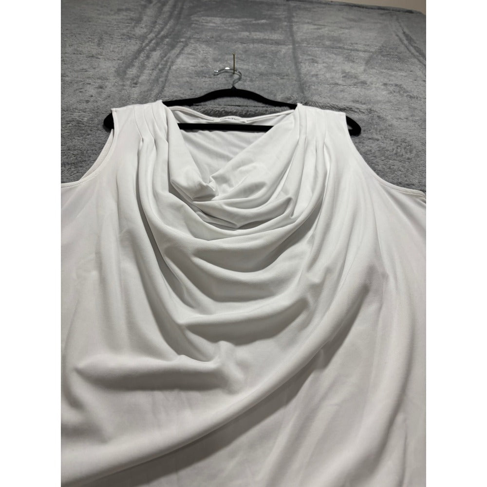 Calvin Klein 2X White Womens Cowl Neck Sleeveless Top Casual Minimalist