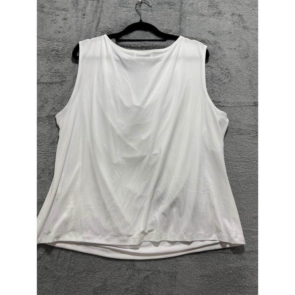 Calvin Klein 2X White Womens Cowl Neck Sleeveless Top Casual Minimalist