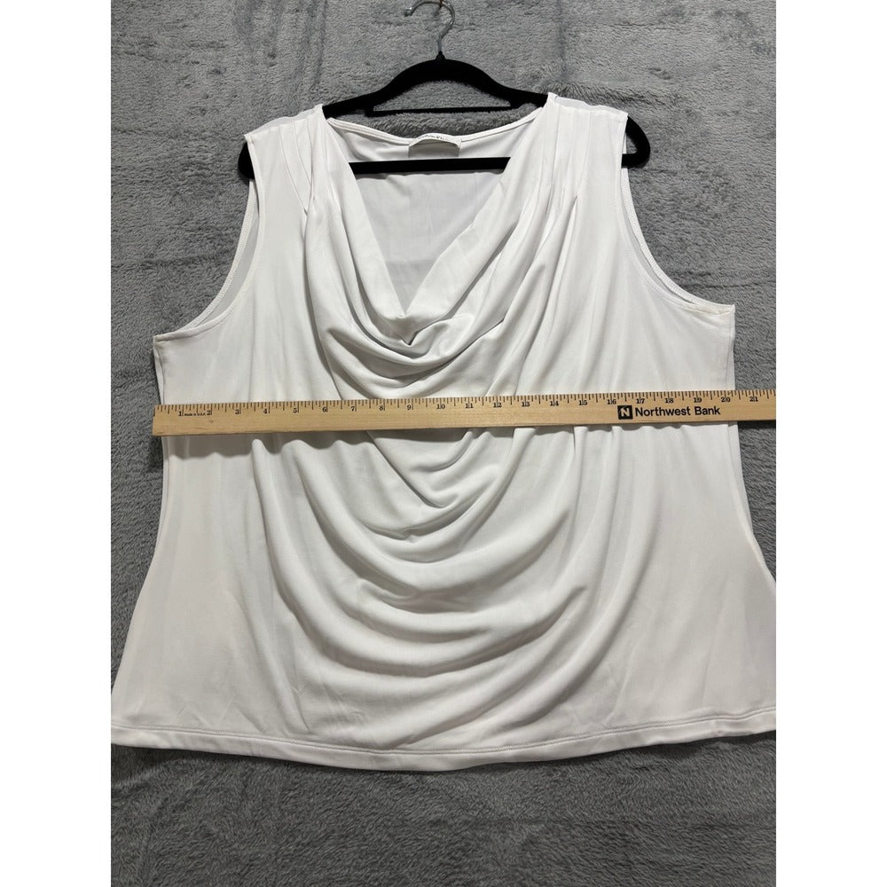 Calvin Klein 2X White Womens Cowl Neck Sleeveless Top Casual Minimalist